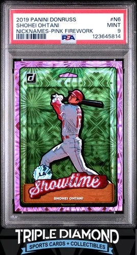 2019 Panini Donruss Shohei Ohtani Nicknames Pink Fireworks PSA 9 Mint Y734