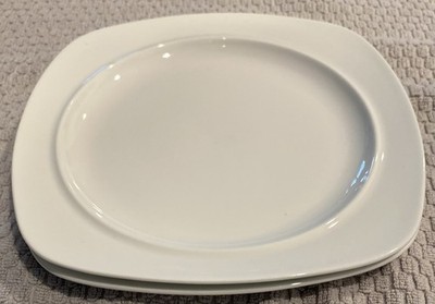 Set of 2 Dansk CAFE MODERNE White Porcelain Salad Plates 8.25  Square CERP3-938