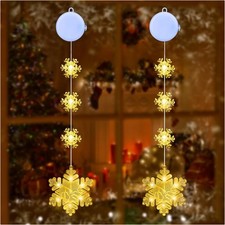 Moderne Fenster Weihnachtsbeleuchtung - 2 Schneeflocken mit Saugnapf und Timer