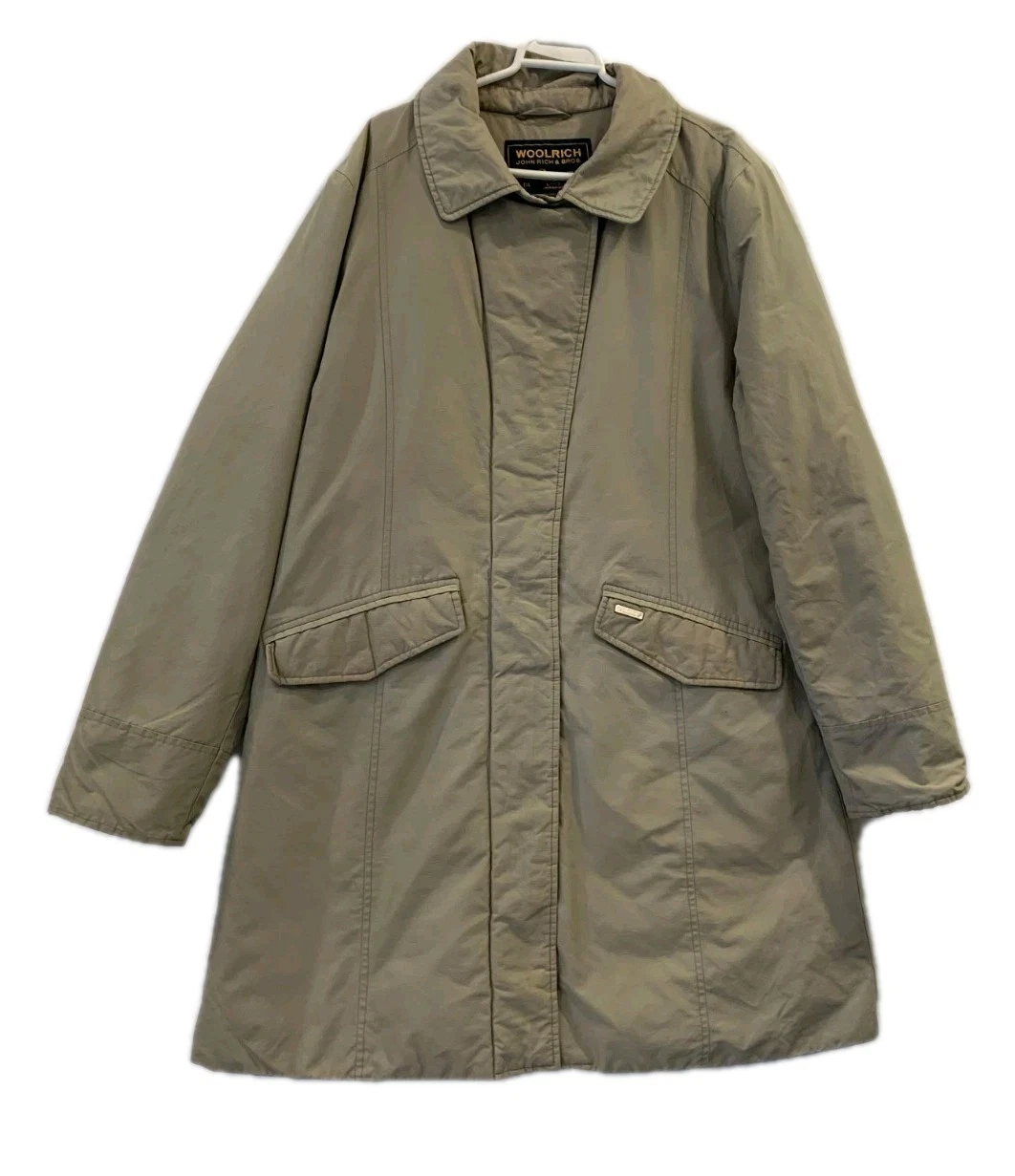 Woolrich John Rich & Bros Insulated Long Coat Jacket XXL Tan Ramar Cloth USA#184