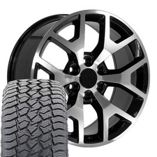 5698 Black 20x9 Wheels 27555r20 At2 Tires Set Fits Chevy Gmc Cadillac