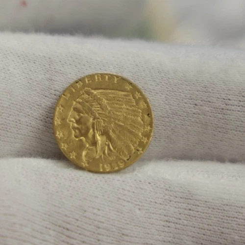 1929 US 2 1/2 Indian Gold Piece AU (Cleaned)