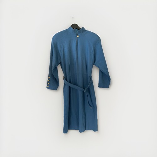 Vintage Robert Terry Teal Belted Dress 10P 100% Wool Shoulder Pads - Picture 6 of 10