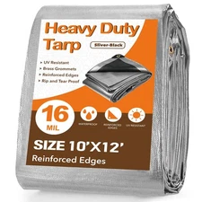 Tarp Waterproof 10' X 12', Heavy Duty Tarps Waterproof 16 Mil Large Tarp with...