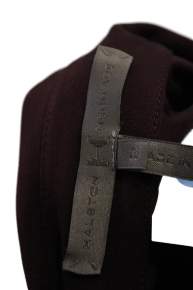 Camisa de seda Halston Heritage para mujer manga larga cuello en V púrpura talla 2 Foto 4 de 4