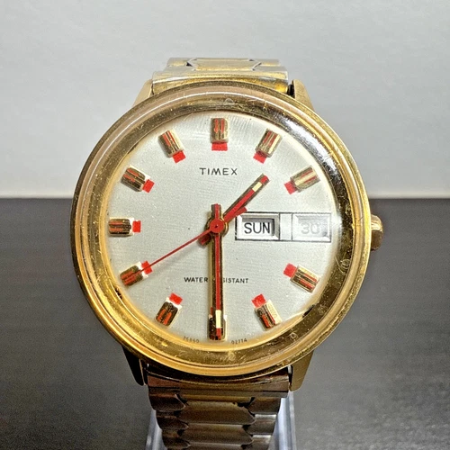 Vtg Timex 1974 Marlin 26860-02774 Men's 34mm Watch Mechanical Gold Tone Running