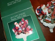 Cedar Creek Christmas Heavy Stocking Holder Mantel Hanger Santa with Cats
