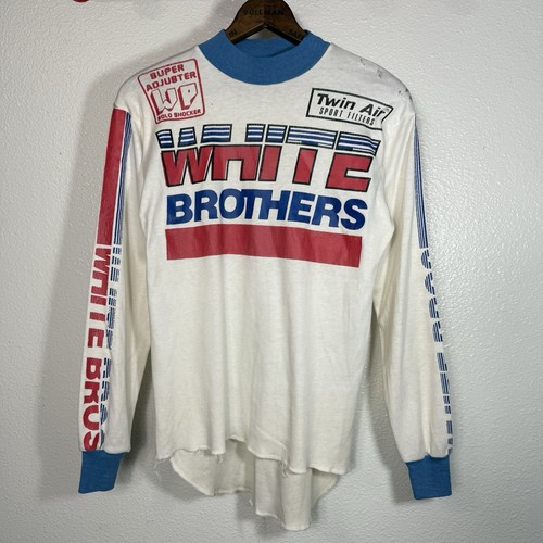 Vintage 70s 80s White Brothers Motocross Racing Team Jersey Shirt Small USA Made