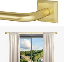 Gold Curtain Rod 28-48 Inch Adjustable Heavy Duty French Return Rod for Bedroom