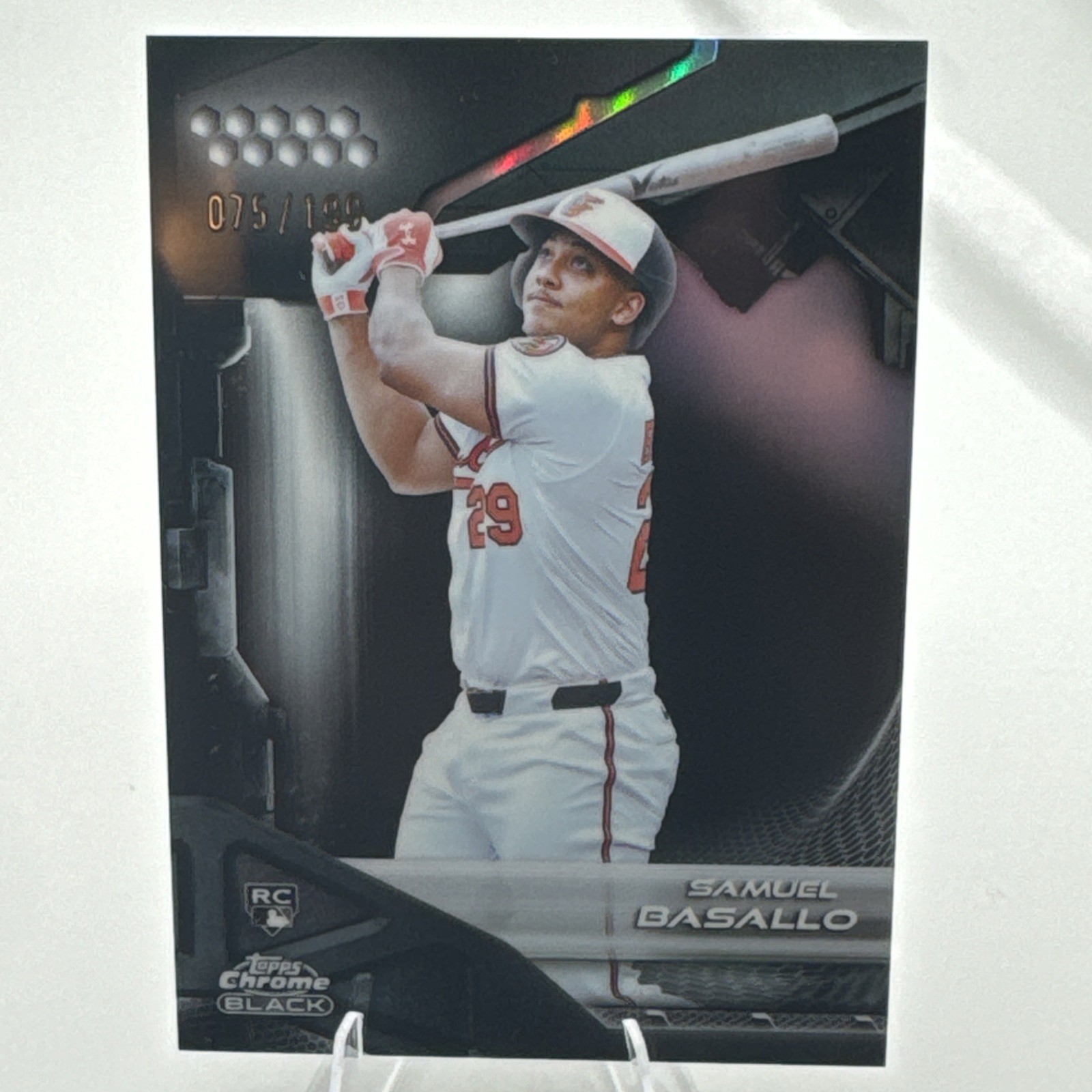 SAMUEL BASALLO 2026 TOPPS CHROME BLACK ROOKIE REFRACTOR /199 ORIOLES