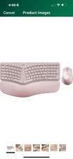Pink Ergonomic Keyboard & Mouse Wireless Bluetooth for PC Laptop