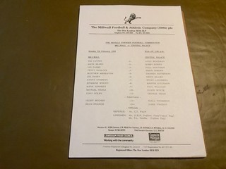 Millwall v Crystal Palace Reserves Neville Ovenden Football Combination 1993 94