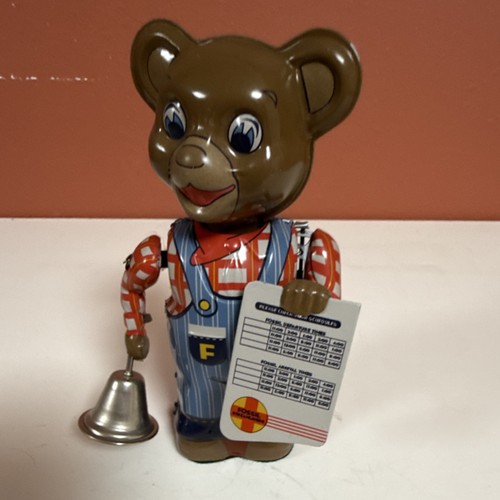 Foster Vintage Tin Wind-Up Bear Toy with Bell Made in Japan for Ages 8-11 Years