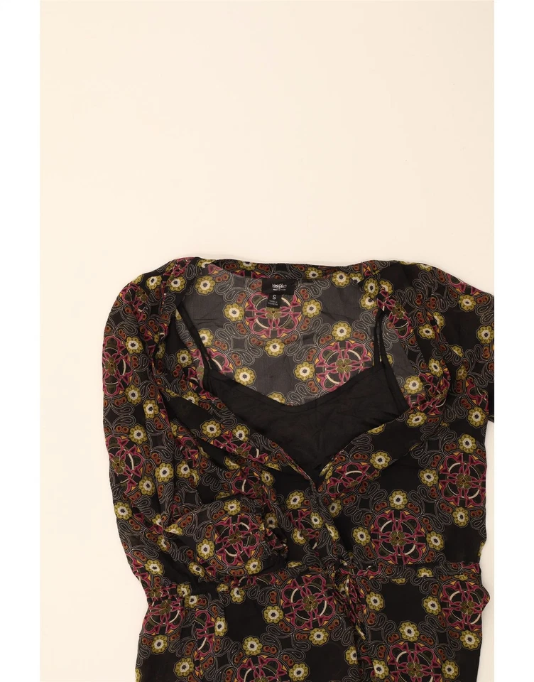 Vestido vaina manga larga MOSSIMO para mujer UK 10 pequeño negro floral poliéster CB10 Foto 4 de 4