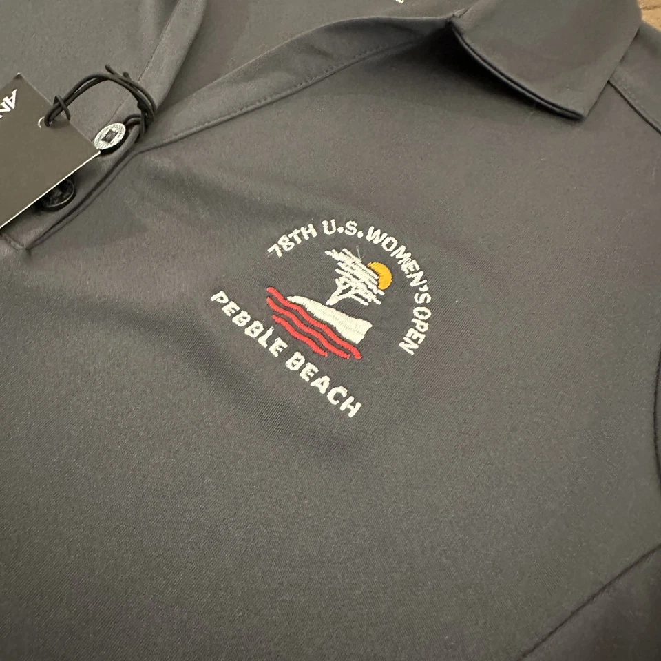 Nuevo con etiquetas Polo Antigua 78th EE. UU. Para mujeres Abierto Guijarro Playa Logo Homenaje Talla Para Mujer Pequeño Foto 2 de 4