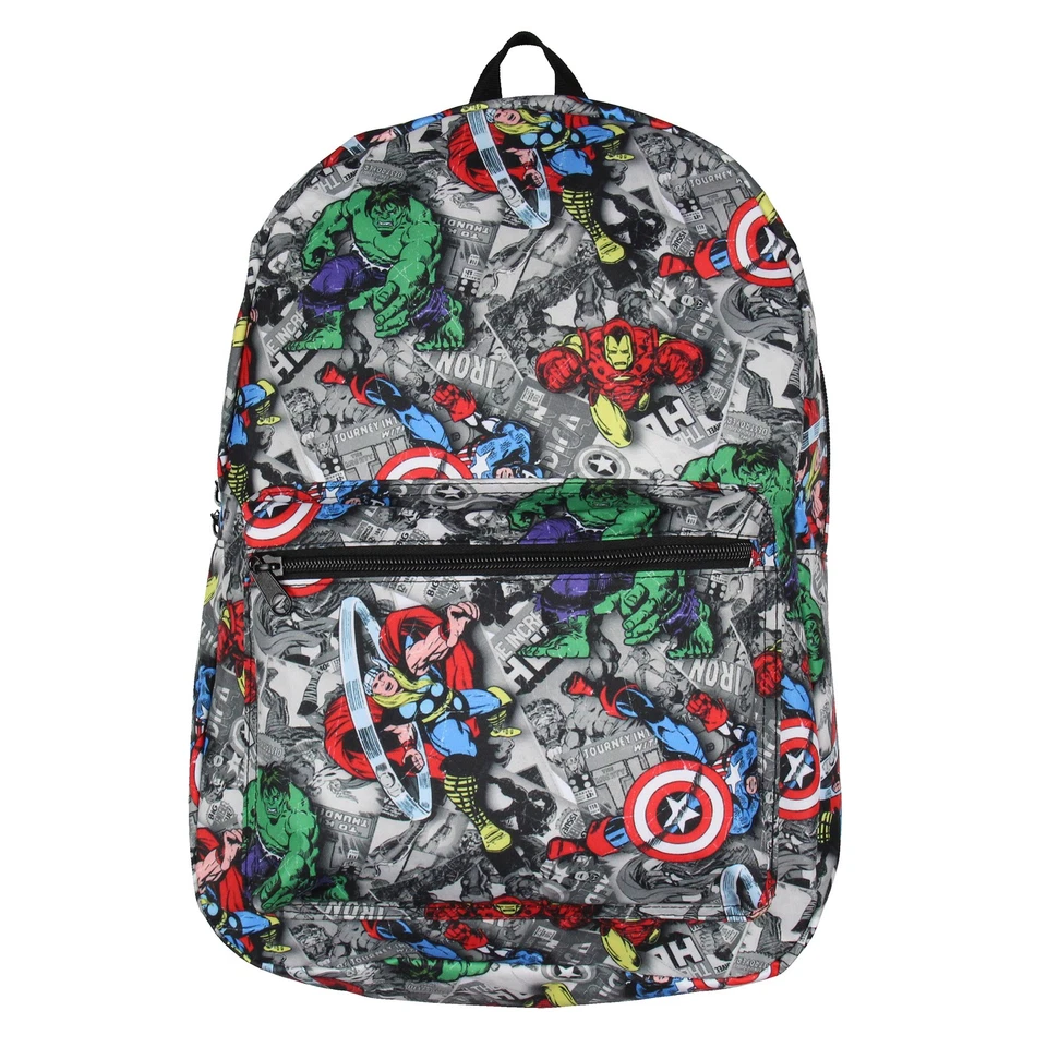 Mochila de viagem escolar laptop personagens quadrinhos vintage Marvel Avengers - Imagem 2 de 3