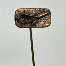 Vintage Boeing 747 Jet Airplane Wing Lapel Stick Pin   Brass Tone
