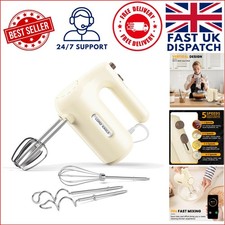 Compact 300W Hand Mixer with 5 Speed Settings & Storage Bag - Perfect for Baking