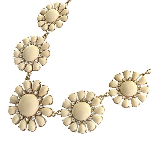 Kate Spade - Enamel & Rhinestone Flower Statement Collar Necklace, Cream & Gold - Picture 1 of 7