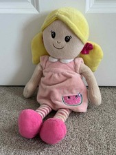 Argos Blonde Girl Rag Doll Pink Watermelon Dress Soft Plush Toy 30cm
