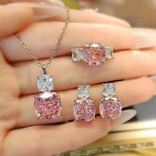 Zirconia diamond Crystal Bride Wedding necklace and earrings set