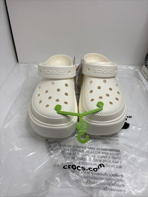 Crocs Unisex Stomp Clog 209347-0WV weiß Kreide Plateau Lift Größe Herren 9 W 11