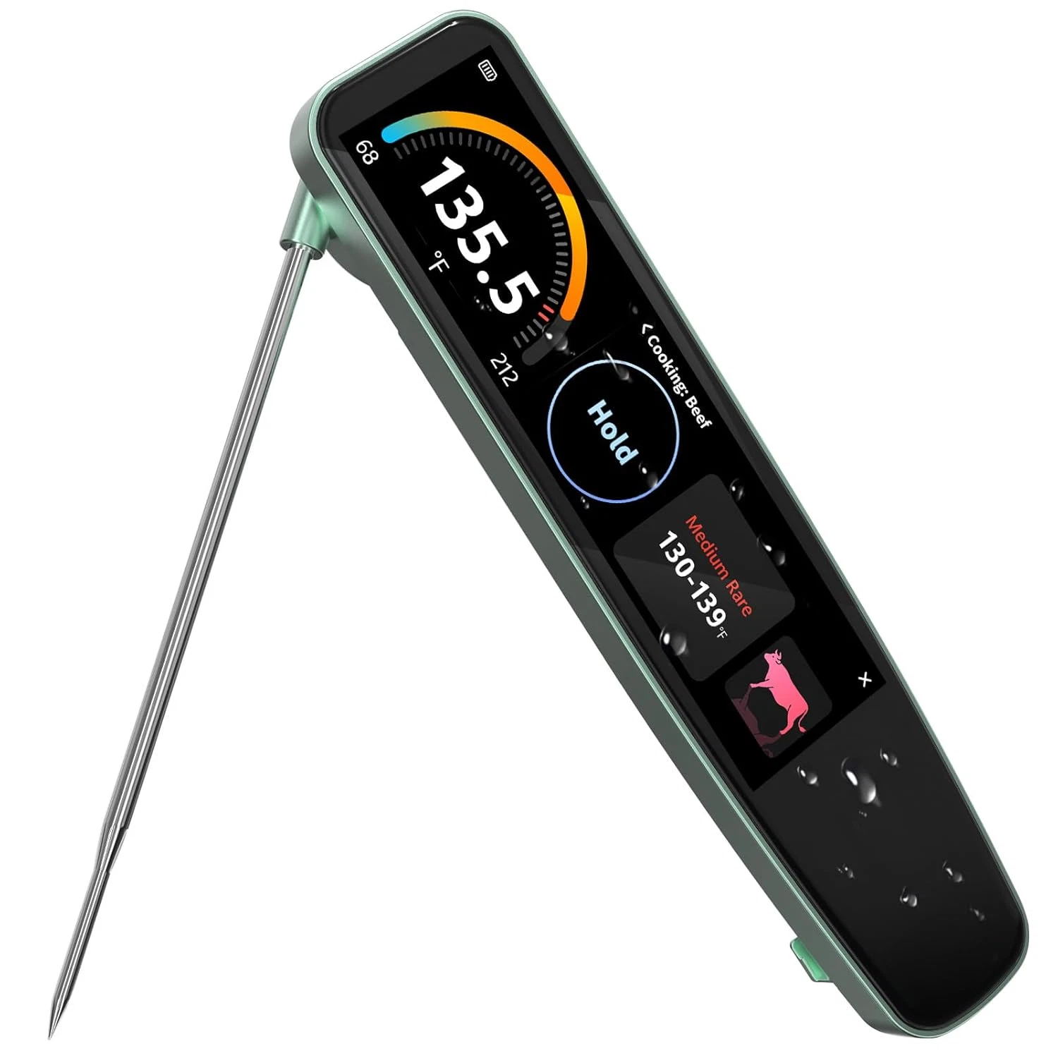 Instant Read Smart Meat Thermometer Digital 3.8″ Touchscreen USB-C Rechargeable