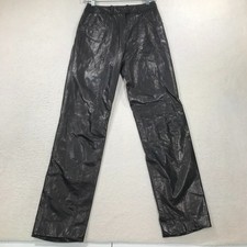 Vintage Leather Pants Womens 10 Black Leather Beged-Or Israel Made Lined 26x31