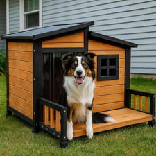 Large Dog House Outdoor Indoor for Small Medium Large Dog, Wood Insulated Dog Ke