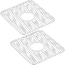 Dependable Industries Inc. Essentials 2 Pack Plastic Sink Protector Mat White 