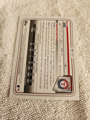 Josh Jung 2020 Bowman First Edition Sky Blue #BFE-113/ 499 ROY | eBay