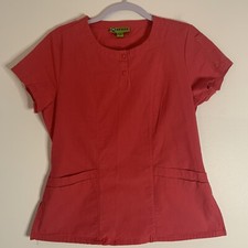 Crocs Pink Button Neck Scrub Top Medical Uniform Small