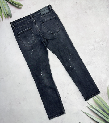 Dsquared2 Tidy Biker Jeans Denim Pants Distressed Dark Gray size 