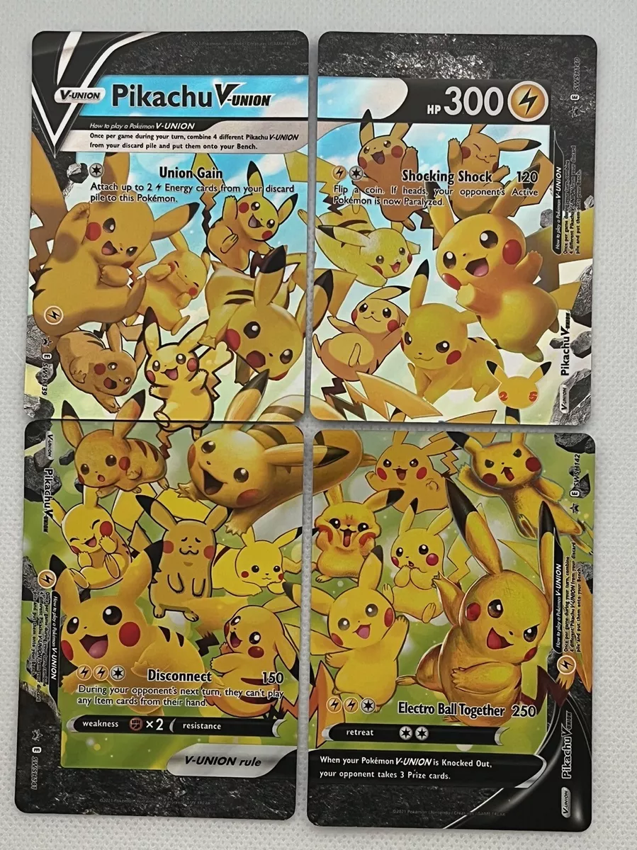 Pokemon 25th Anniversary Celebrations TCG Card Set of 4 Pikachu V Union  Full Art