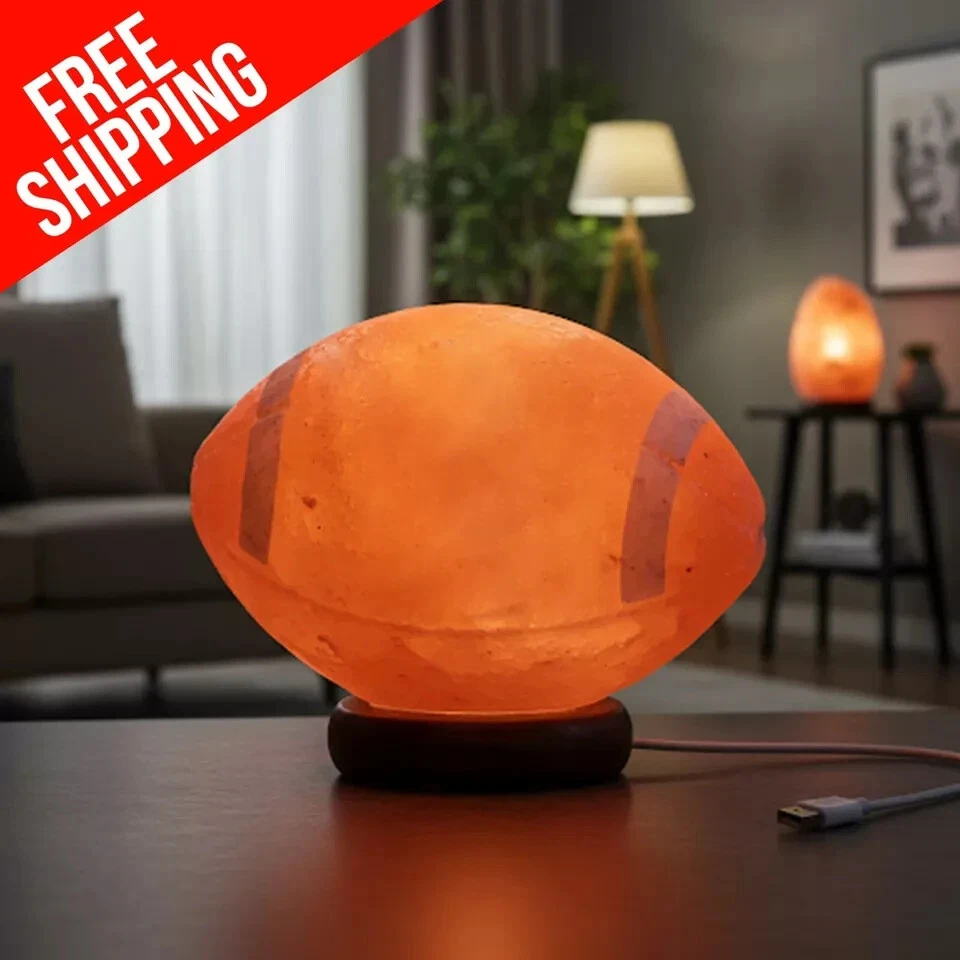 喜马拉雅盐灯橄榄球形状 8 磅空气净化器大号夜灯办公室装饰 — 第 2/4 张图片