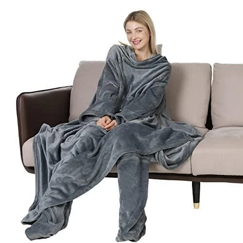 Winthome Wearable Blanket with Sleeves and Feet Pockets, Super Soft Blanket  for | eBay