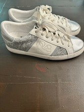 Sneaker Shoes Sam & Libby Alina Silver Glitter Soft Sport Walking Lace Up Size 8