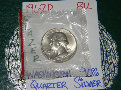 1962-D Uncirculated Silver {BU} Washington Quarter, Denver Mint- MIRROR FINISH !