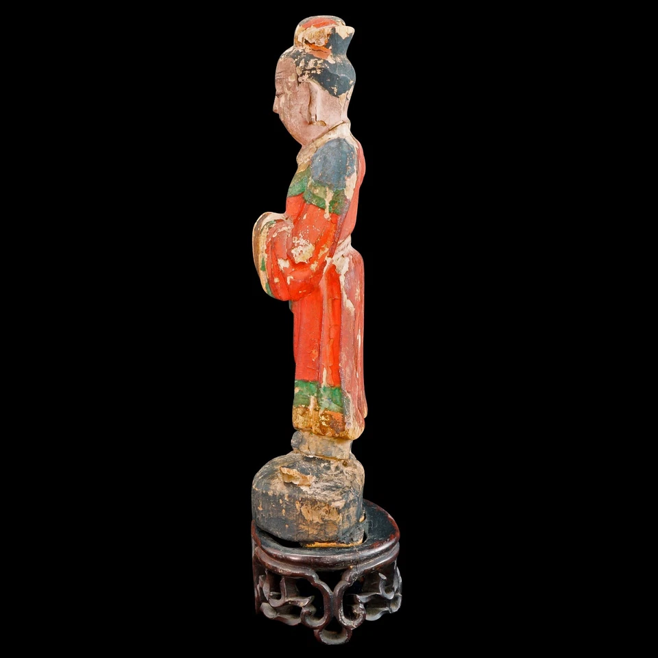 Altar chino de madera tallada Dios posiblemente Ming Foto 3 de 4