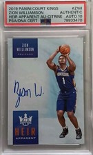 2019 Panini Court Kings ZION WILLIAMSON HEIR APPARENT Au-Citrine Autograph 24/25