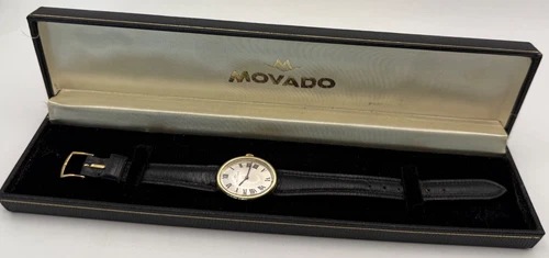 Vintage 14k Gold Movado Oval Ladies Watch with 17 Jewel Movement Original Box