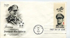 1424 General Douglas MacArthur ArtCraft zip tab single,  FDC