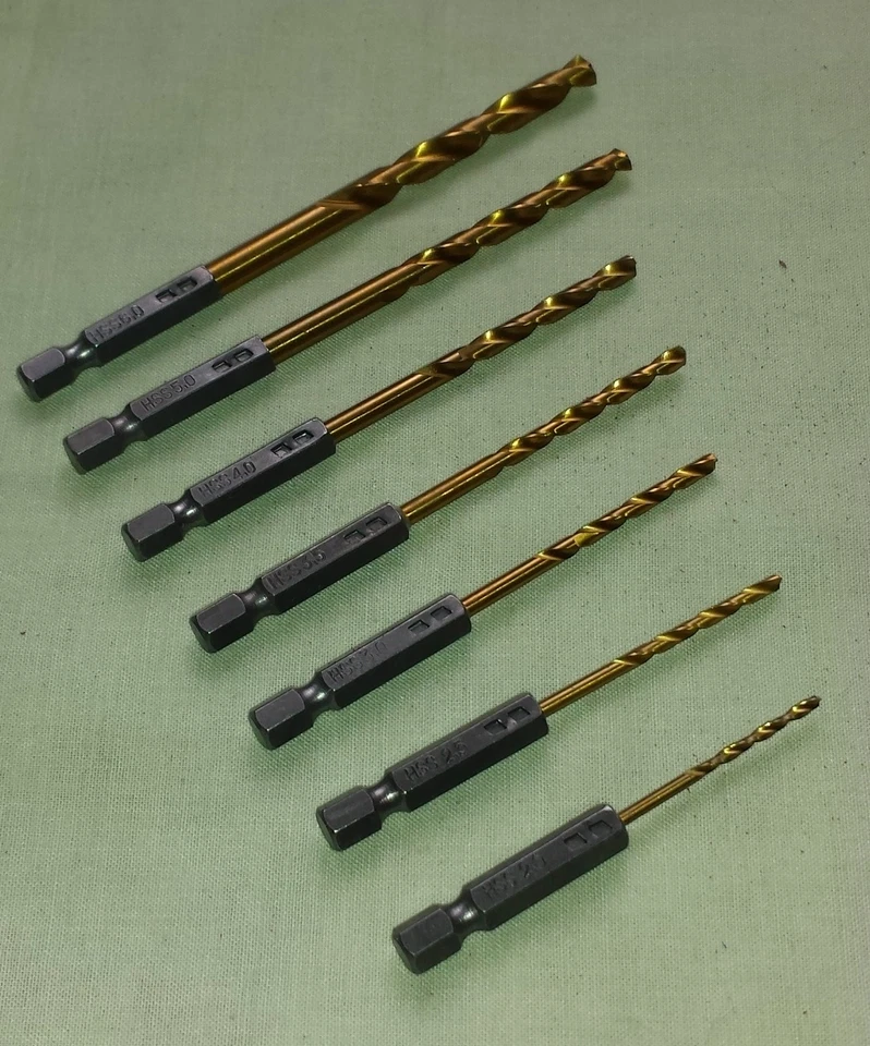 HSS Titanium Metal Drill Bit 1/4" HEX Shank 1.5, 2, 2.5, 3, 3.5, 4, 5, 6, 6.5 mm