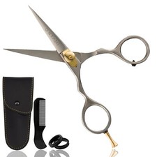 Premium Hand Forged Mustache Scissors 5.5" - Barber Salon Japanese Steel Scis...