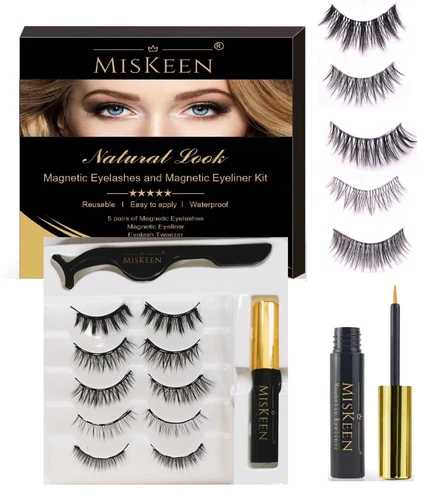 MISKEEN® Magnetic False Eyelashes Eyeliner Kit Natural Reusable Lashes Set Long