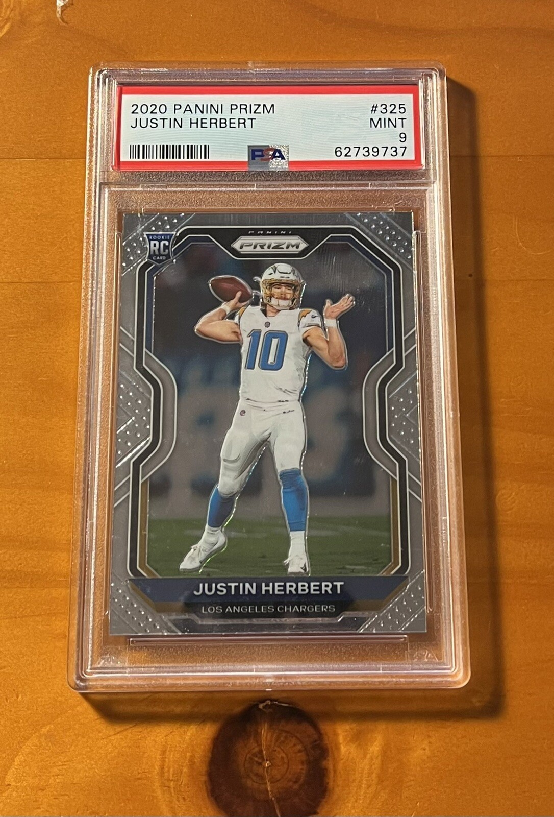 2020 Panini Prizm Justin Herbert Rookie #325 PSA 9 Mint Los Angeles Chargers RC