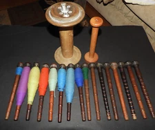 18 Industrial Textile Wooden Thread Spools Bobbins Sewing Mill Vintage Lot