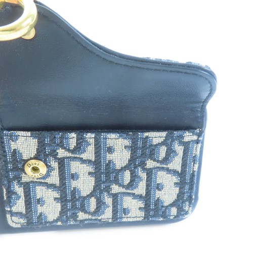 Étui téléphone Christian Dior CD GHW toile cuir veau bleu noir 15 pro - Photo 4 sur 8