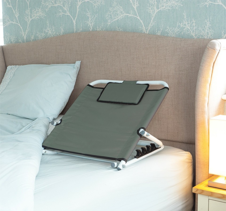 Heavy Duty Deluxe Disability Adjustable Grey Fabric Bed Back Rest Bed ...