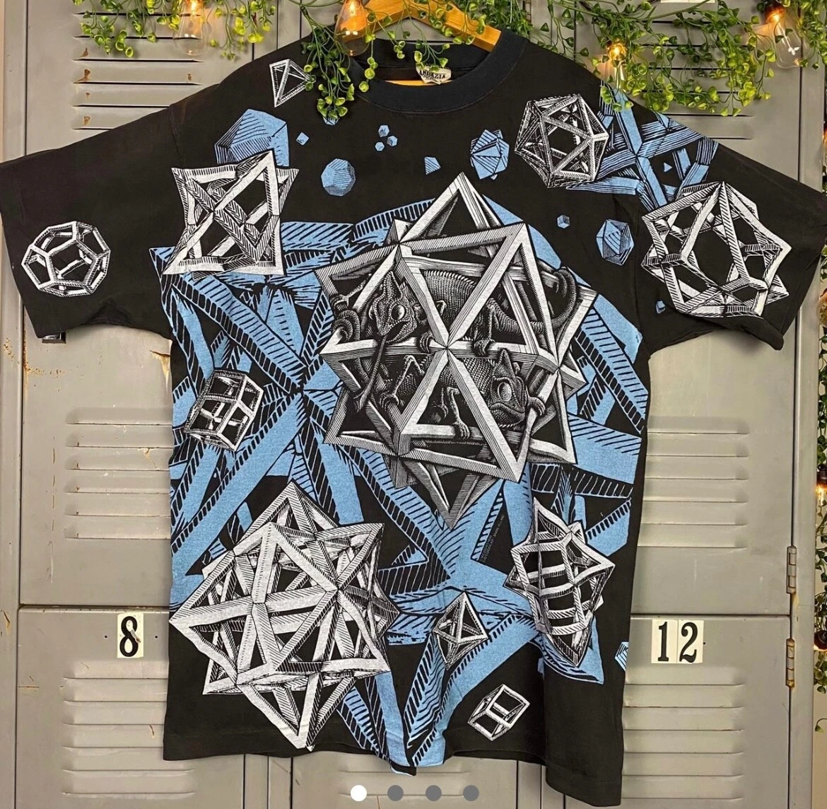 Vintage MC Escher Andazia All Over Print Art Shirt Size Mens XL USA Made 90s